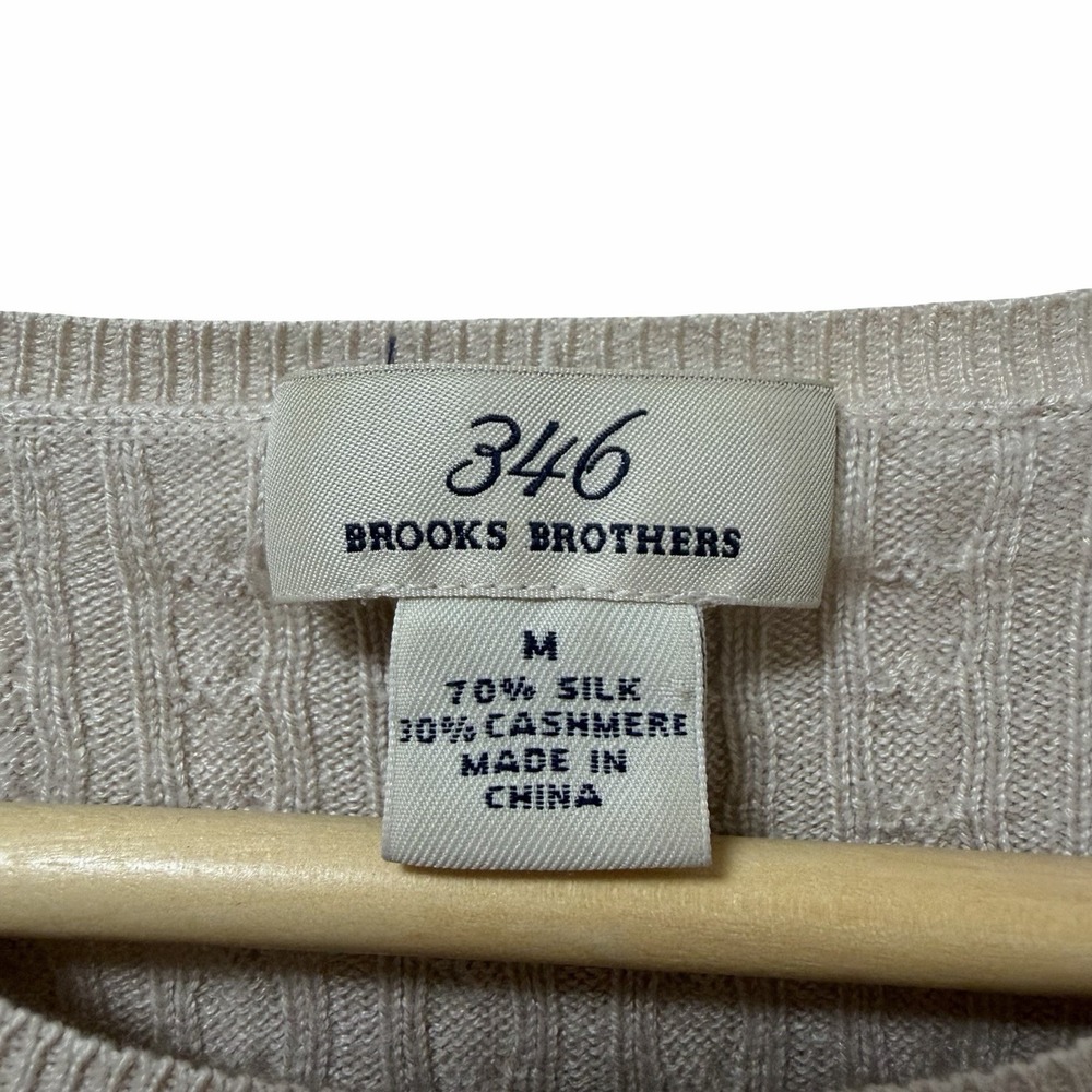 Brooks Brothers Womens Cable Knit Cashmere Silk Sweater Size M Short Sleeve - Picture 4 of 5